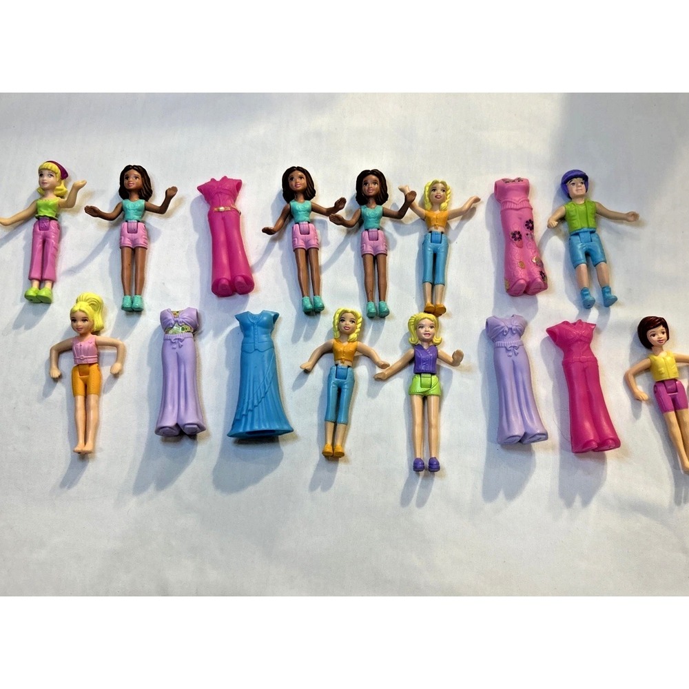 Polly Pocket 4" Dolls Figures Lot Of 10 2003 McDonalds Happy Meal Toys + Outfits